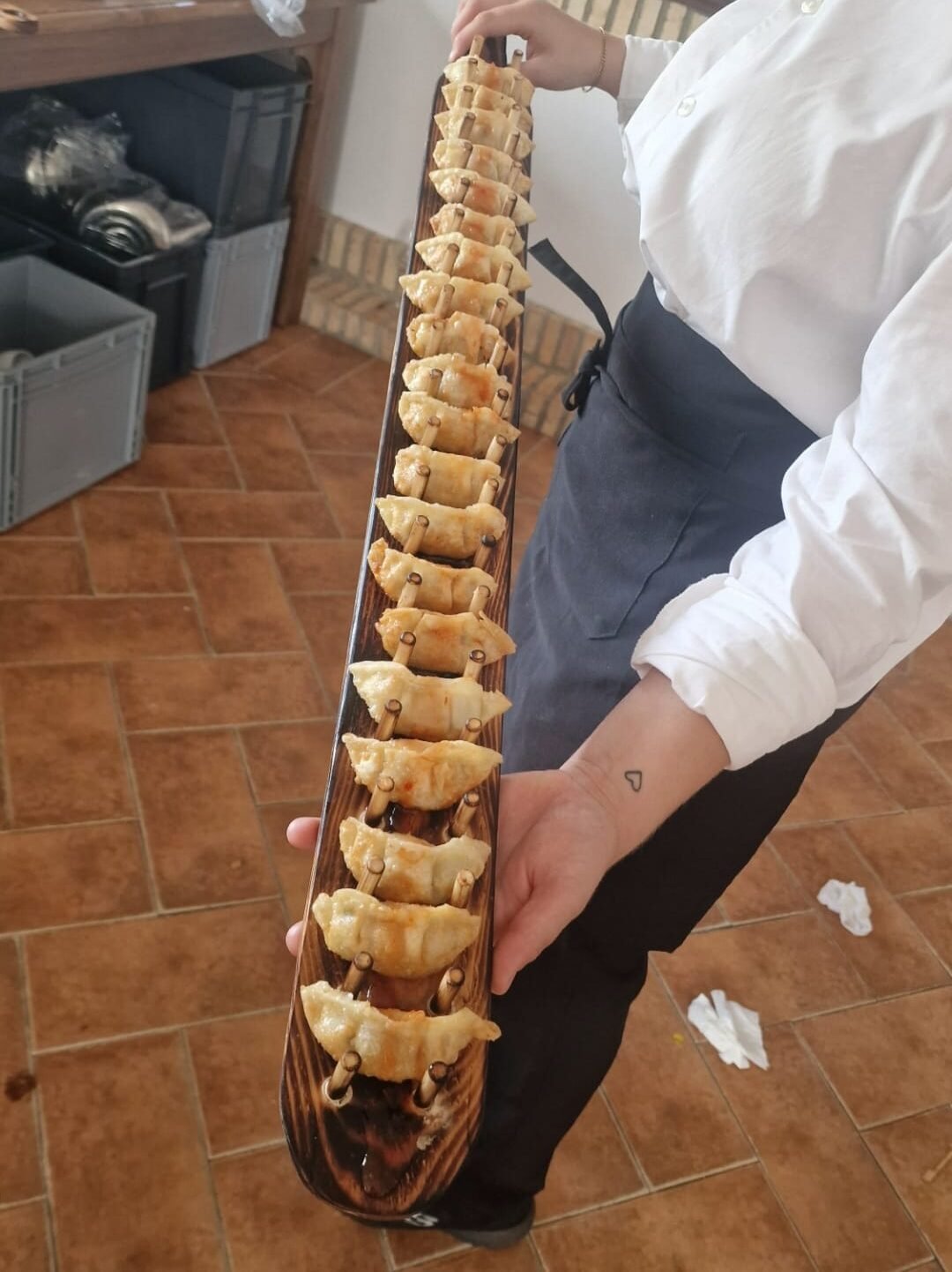 Gyozas de pollo con verduras y salsa agridulce